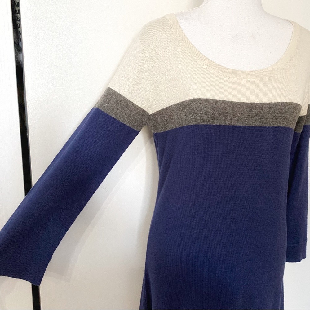 HATLEY CREAM GREY NAVY STRIPED KNITTED LONG SLEEVE DRESS - S - Picture 4 of 14